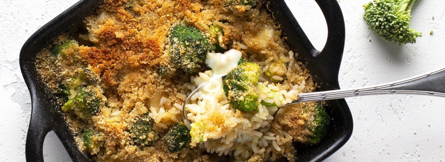 Gratin di riso integrale broccoli e scamorza Riso Flora