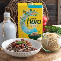 tris di cereali con funghi e radicchio